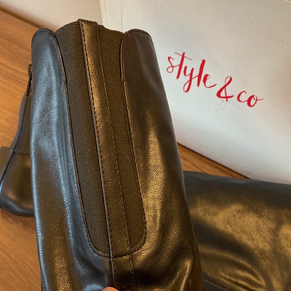 STYLE & CO “Keppur” Black Vegan Leather Tall Knee High Slouchy Riding Boots 6M - Picture 8 of 15